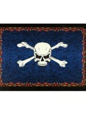 Fire Bones Pirate 3D Tapestry ~ Complete w/Corner Loops ~ 30" x 45" ~ Brand New!